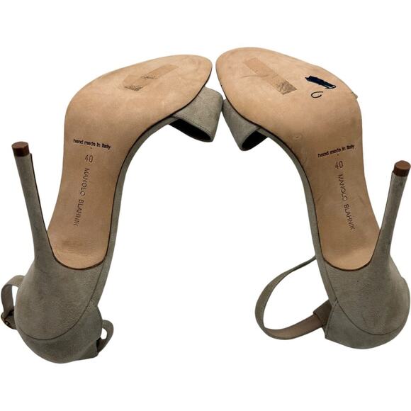 Manolo Blahnik Tres Ankle Strap Sandals In Nude Size 40 - Picture 9 of 15